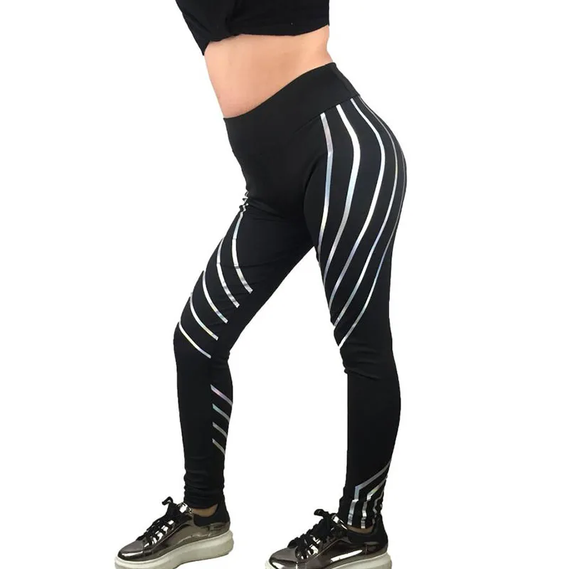 

Explosion models Europe and the United States fitness yoga printing laser was thin sports bottoming women's trousers