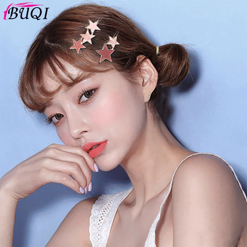 BUQI Металл со звездой/пентаграммой заколки для волос милые женские аксессуары для волос для короткой прически
