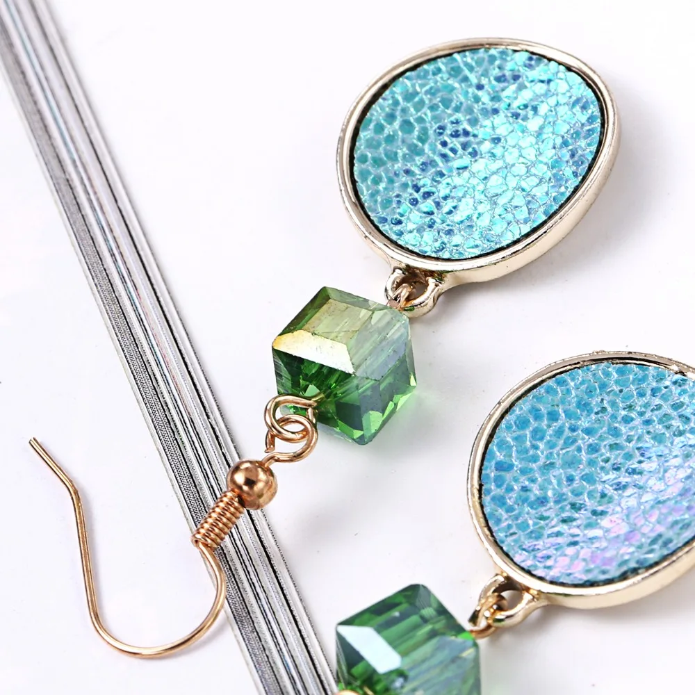 

Iridescence wafer pendant earrings golden girl fashion accessories for Women Earrings Wedding Party Bridal Fringed Jewelry