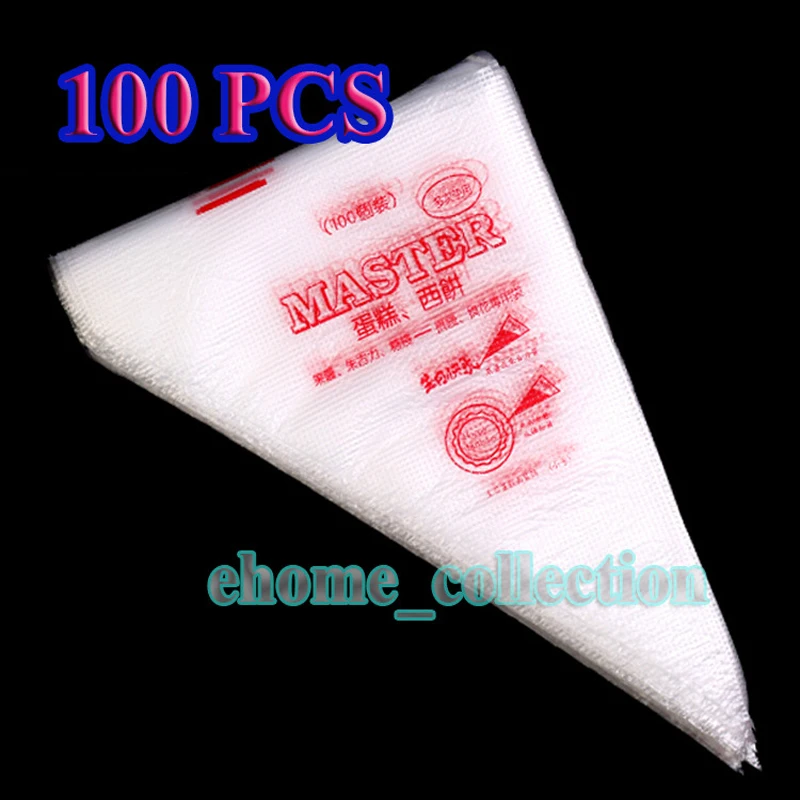

100pcs Disposable Plastic Pastry Bag Icing Piping Bag Cake Cream Decorating Tools DIY Fondant Decorating Set Baking Tool