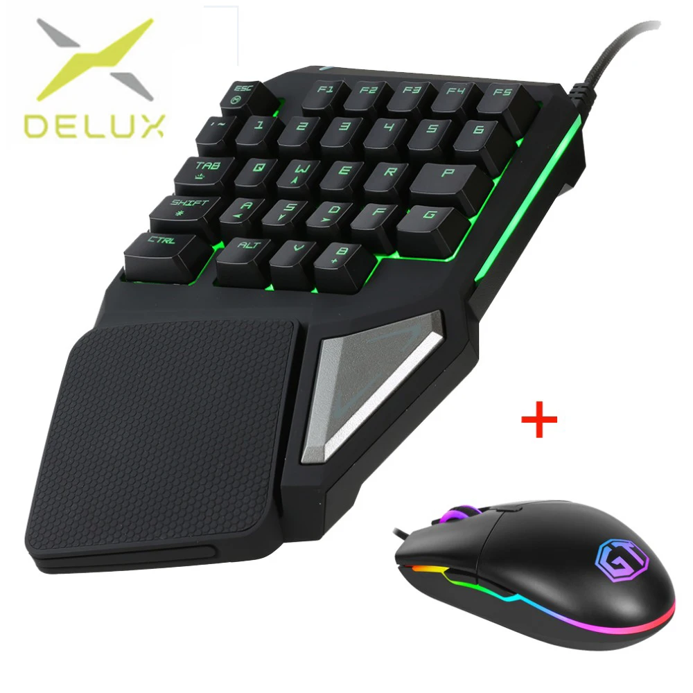 

DELUX T9 PRO Gaming mini keyboard usb mouse portable pc mice keyboard with backlight 7Color mouse 800 to 5000DPI for laptop