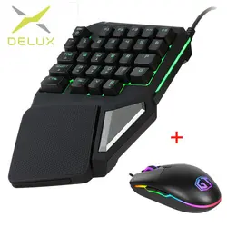 DELUX T9 PRO Gaming мини-клавиатура usb мыши портативный ПК мыши Клавиатура с подсветкой 7 видов цветов мышь 800 до 5000 точек/дюйм для ноутбука