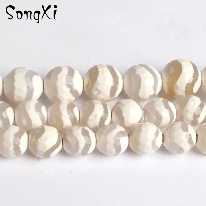 

Natural Stone Faceted White Wave Agata Round Beads for Jewelry Making Pick Size 8/10mm Diy Bracelet Necklace Jewellery 15 Inch