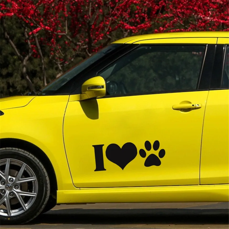 134.8 cm I LOVE Animal Dog Paw Print Vinyl Graphic Decal Car Sticker Decoration BlackSliverLaser Stickers for BWM Ford Toyota (11)