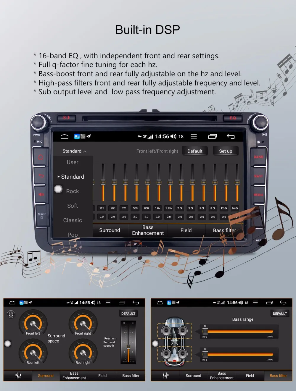 Excellent JOYING Android 8.1 car radio player 2 din autoradio support 4G Octa Core 4GB+64GB for Volkswagen/Seat/Skoda DSP free camera 13