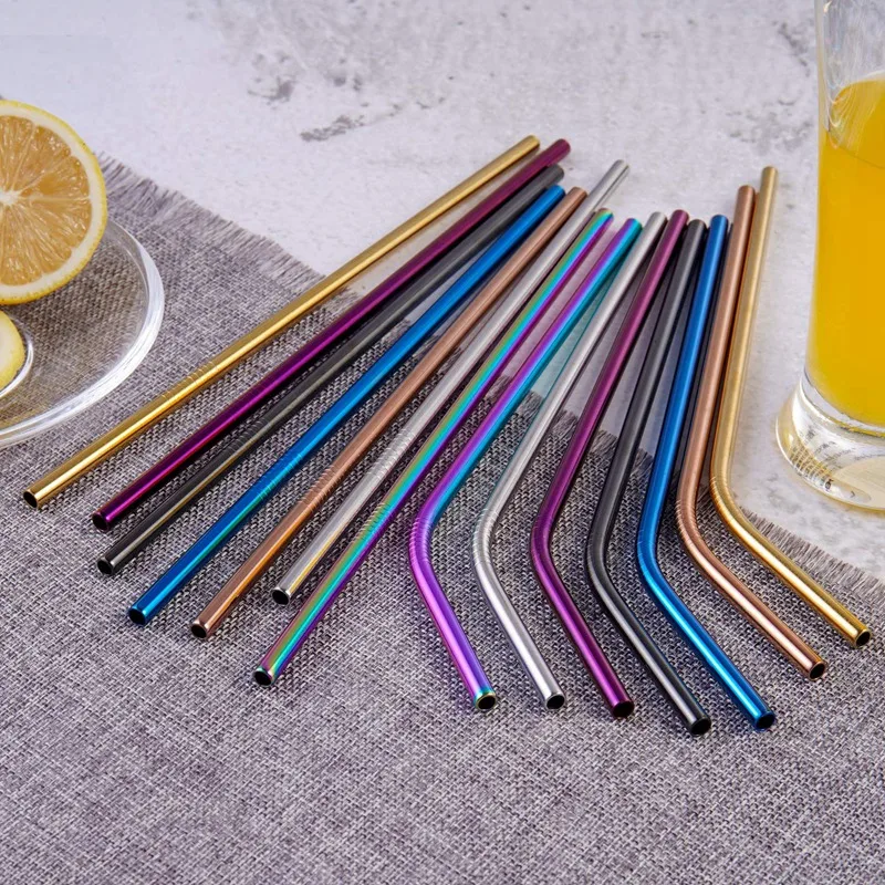 HOT-Multicolor Colorful Stainless Steel Straws 8.5 Inch Rainbow Metal Drinking Reusable Straws For 30/20Oz Tumbler Fda-Approve