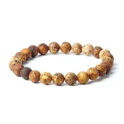 Натуральные матовые бусы из камня браслет коричневый Агат Подвески Бусы из драгоценных камней браслеты для женщин мужчин 8 мм оникс
