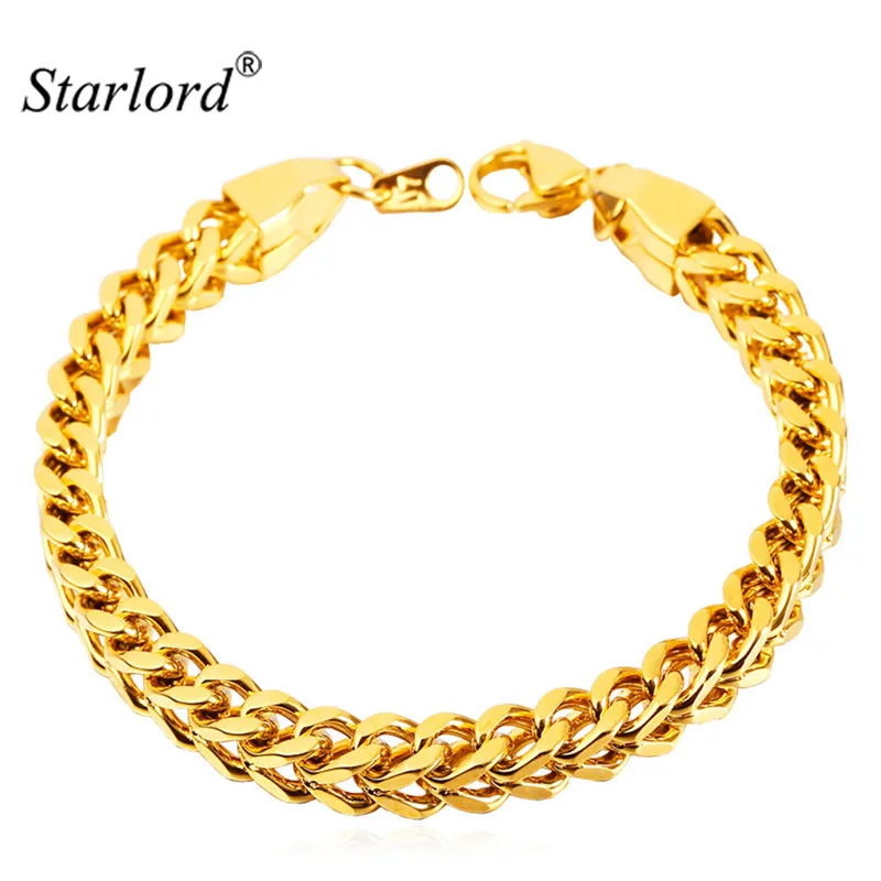 Big Thick Cuban Link Bracelets Gold Color Punk Rock Bracelet 21CM 6MM Men Jewelry GH1412men
