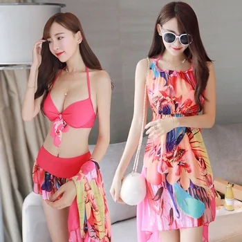 

One Piece Swimsuit Sexy Colorful Women 3PCS/SET Gorgeous Pattern Printed Print Swimsuit Plus Size Women's Swimwear