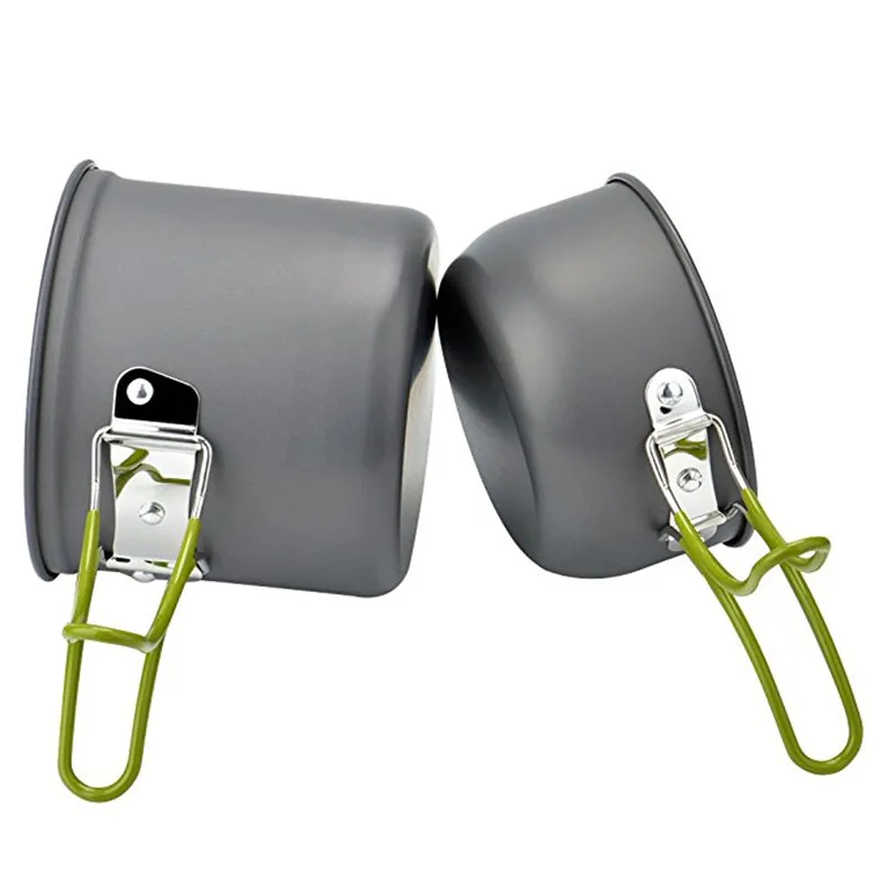 Antiadherente Camping Pans Portable juego de utensilios mochilero olla tazón de aluminio al aire libre vajilla cocina herramientas utensilios de Picnic