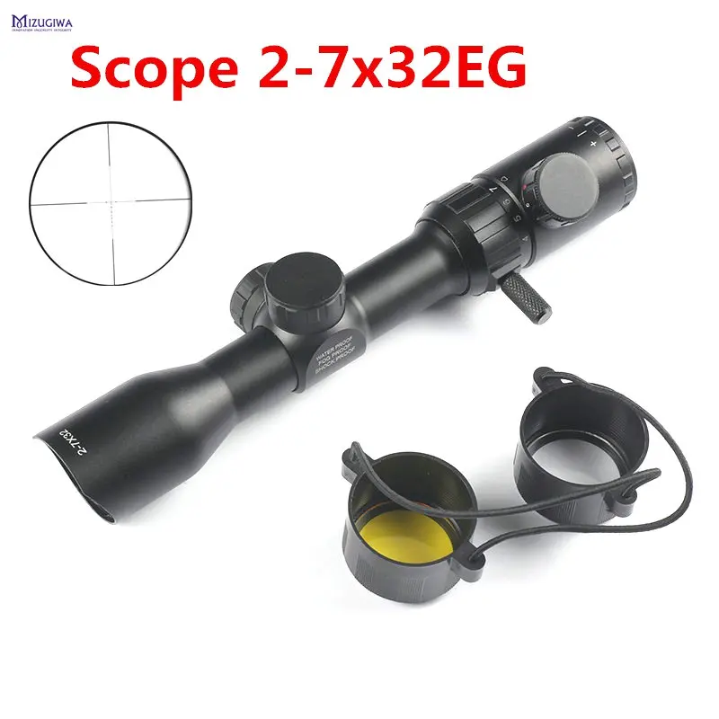 

MIZUGIWA Hunting Scope 2-7x32 EG Rifle Red Green illumination Reticle BDC Range Finder Air Rifle Optical Sight Caza Mira Para