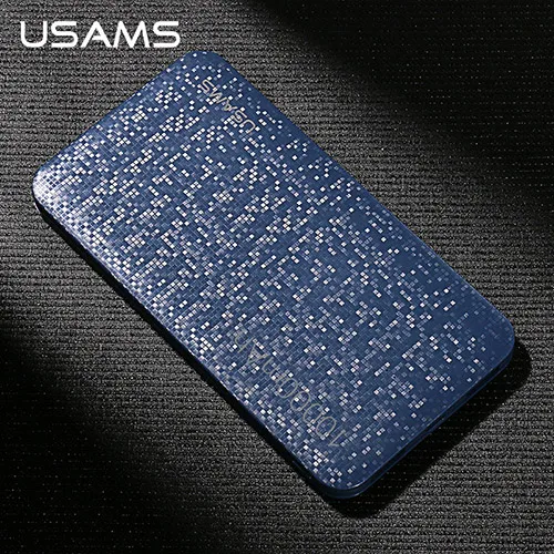 USAMS 10000 мАч Внешний аккумулятор внешний аккумулятор Двойной USB выход универсальный внешний аккумулятор 15 мм ультра-тонкий внешний аккумулятор - Цвет: Blue