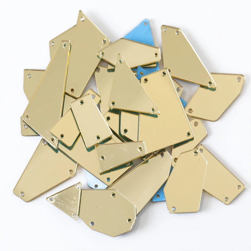 

50pcs Acrylic Mirror Sew On Rhinestones Flatback Acryl Mirror Irregular Champagne Sew On Stones Dress Accessories F0021