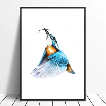 

KINGFISHER Alcedo Simple Stylish Original Design Animal Poster Girl Home Decor Wall Art Nordic style Canvas painting-1