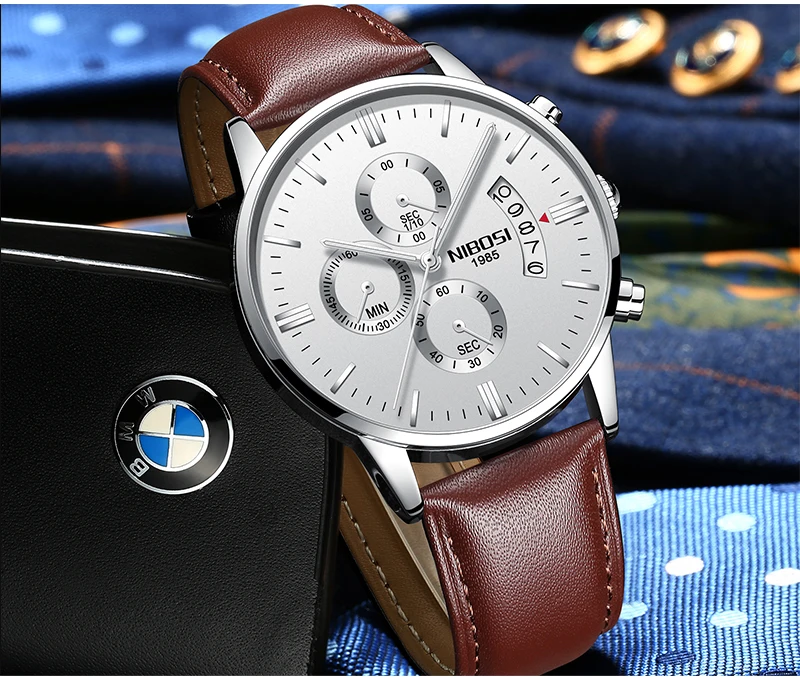 Relogio Masculino Esportivo NIBOSI Men's Watches Are Fashionable With Leather Strap And Mesh Stainless Steel Military Sport Saat (8)