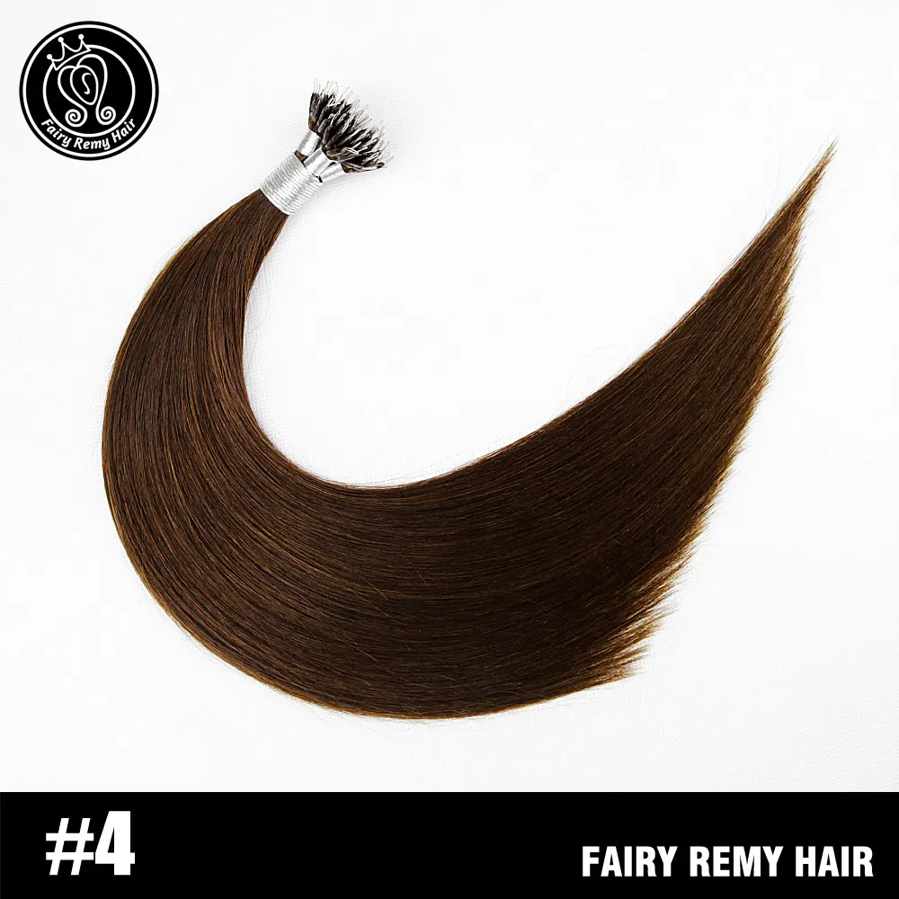 Фея remy волосы 0,8 г/локон 18 дюймов Remy микро бусины человеческие волосы для наращивания Европейский темно-коричневый блонд пианино нано-Кольца для волос 50 шт - Цвет: #4