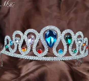 

Colorful Wedding Tiaras with Hair Combs Rhinestone Crystal Crowns Headband Pageant Prom Party Bridal Hair Accessories