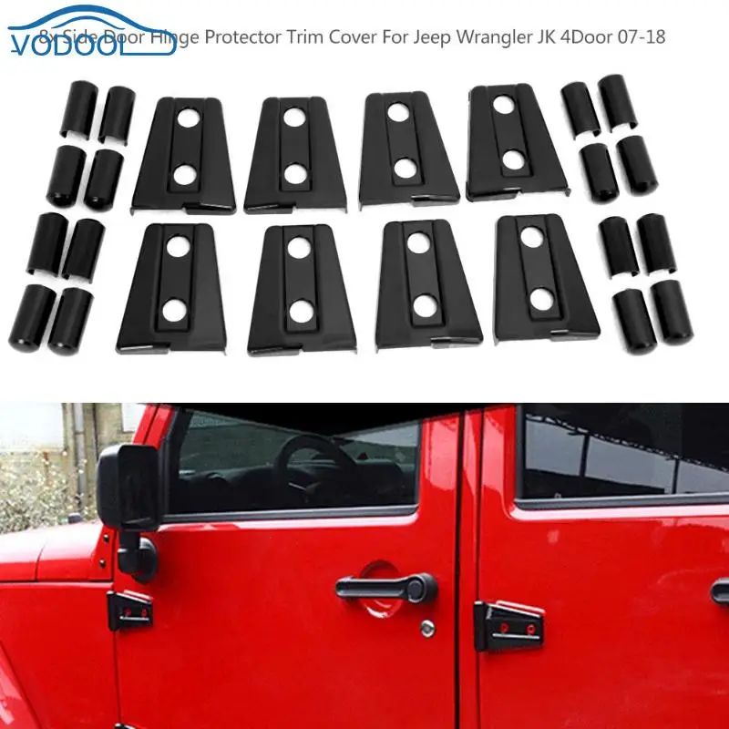 VODOOL 8pcs Side Door Hinge Covers 4 Door Automotive ABS Side Door