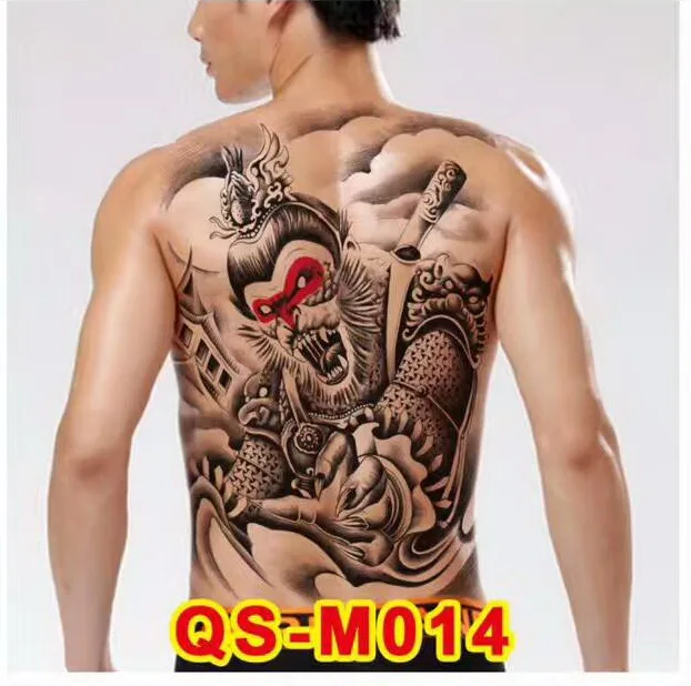 276 25 De Réduction4834 Cm Nouveau Dos Complet Grand Autocollants De Tatouage 20 Design Noir Grand Poisson Loup Bouddha Temporaire Flash