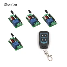 Sleeplion AC 220V 10A 1Channel Relay RF Wireless Power ON/OFF Waterproof Remote Control Switch 4-key Transmitter +4 Receiver