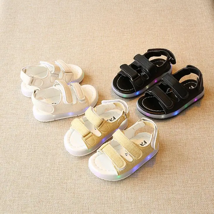 

Hot Summer Kids Led Glowing Sandals Boys Girls Sport Casual Light Shoes Children Baby Flat Shoes Kids Beach Leather Sandals