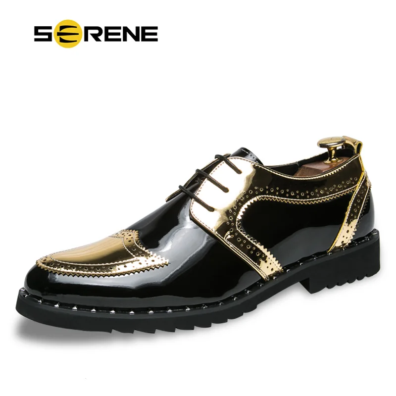 

SERENE Brand 2018 Fashion Shoes Men Big Size 38-48 Dress OxFord Male Casual Trending Leather High Top Breathable Black Mens Shoe