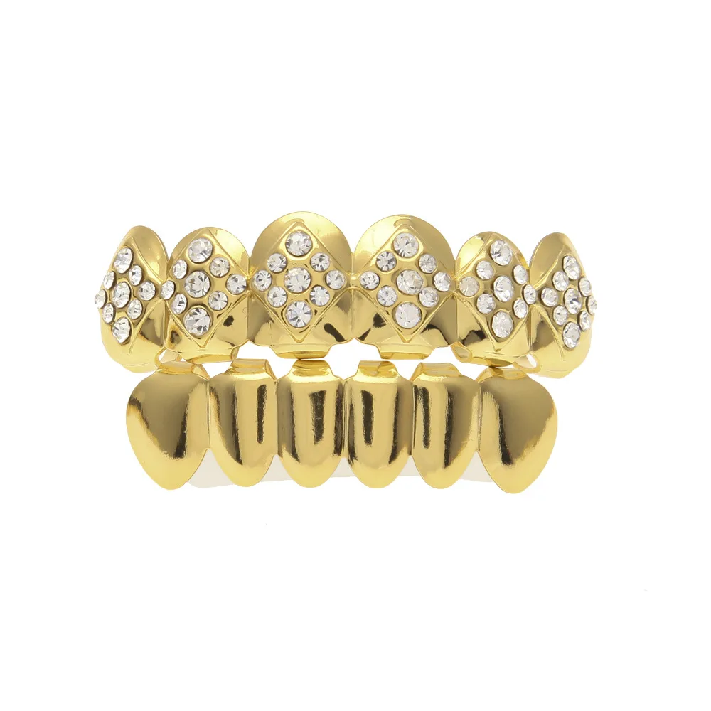 best ice out bling bling mens grillz vampire teeth deco set gold tooth grillz cap rapper pcs top bottom hiphop tooth jewelry tsin body jewelry from with