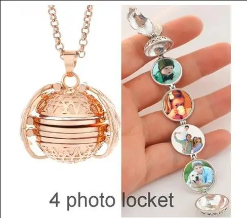 

2019 New Magic 4 Photo Pendant Memory Floating Locket Necklace Angel Wings Flash Box Fashion Album Box Necklaces SL020