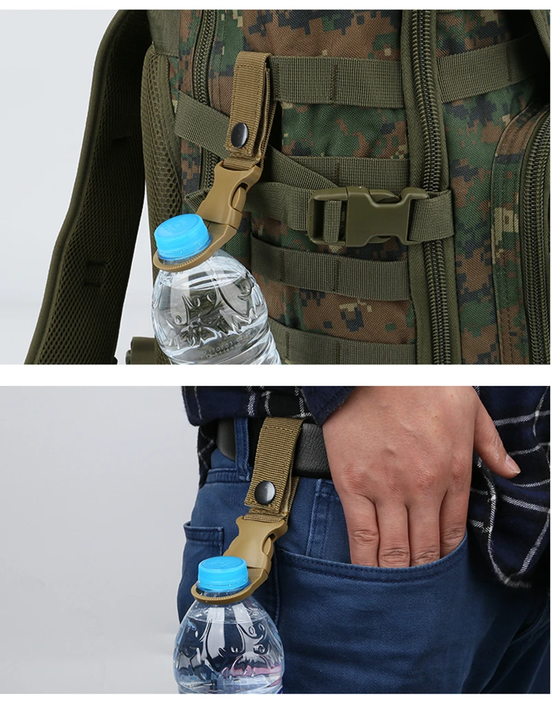 Outdoor military Nylon Webbing Buckle Hook Water Bottle Holder Clip EDC Climb Carabiner Belt Backpack Hanger Camp (16)