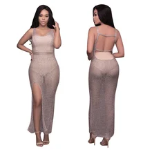 Sexy Club Dresses 2017 font b New b font Arrival V Neck Hollow Out Split Boho