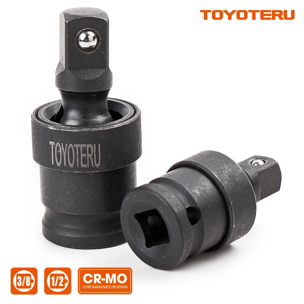 TOYOTERU 1 шт. Cr-Mo 1/2 3/8 дюйма, универсальный шарнир, гнездо с воздушным ударом, аксессуары, прочный адаптер с черным шариком