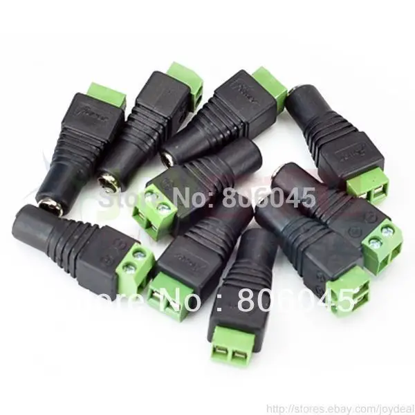 

10PCS LED Strip-to-DC power adapter 2.1mm female jack connector plug for single color LED strip light