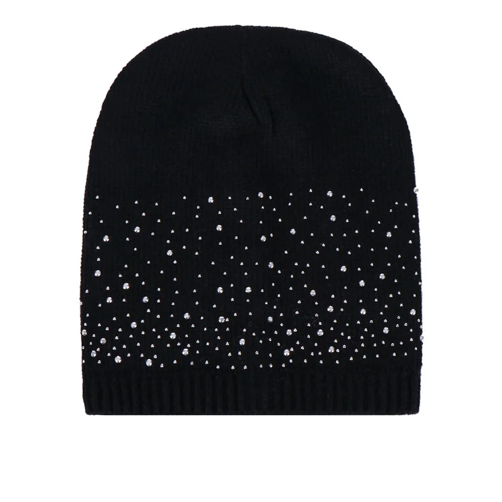 

2019 NEW Hat Brand Adult Women Keep Warm Winter Diamond Fur Knitted Wool Beanie Hemming Hat Cap high quality