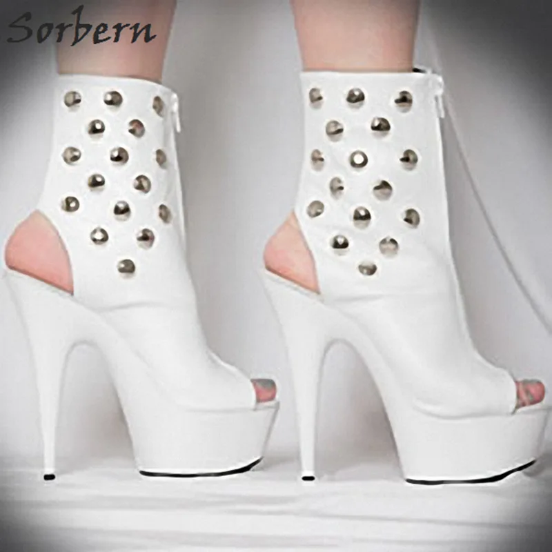 

Sorbern Slingbacks Peep Toe Ankle Boots Side Zipper Spike Super High Heels China Size 35-46 Platform Fashion Women Designer Boot