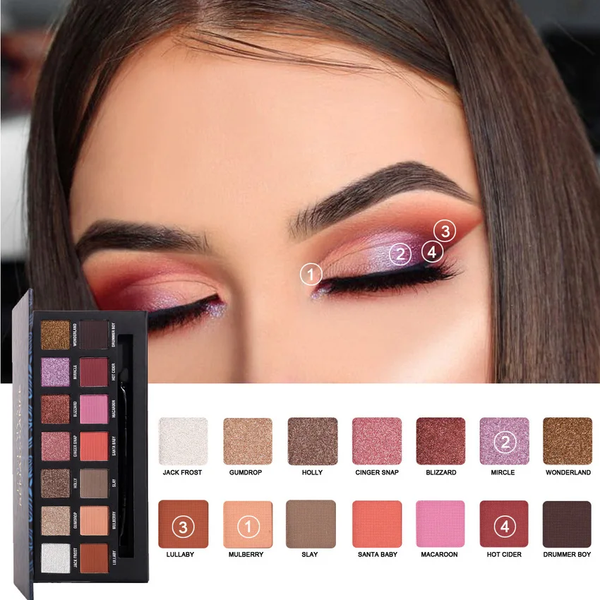 

HANDAIYAN 14 Color Matte Shimmer EyeShadow Palette Glitter Eye Shadow Pallet Long Lasting Cosmetic Waterproof Makeup Set