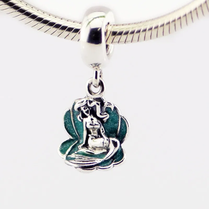 

100% 925 Sterling Silver Beads Jewelry DIY Charms Ariel In A Shell 2017 Spring Silver Charms Wholesale Making Jewelry FL347