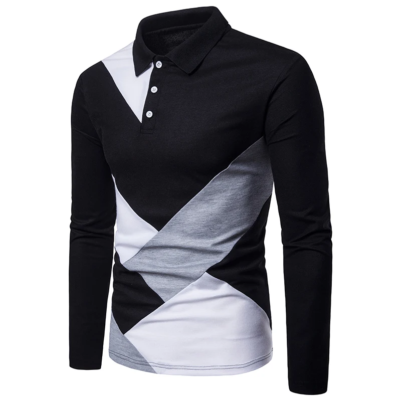 Мужская рубашка поло с перекрестной каймой Camisa Masculina рубашка из хлопка с длинными рукавами брендовая летняя спортивная рубашка с неровной строчкой