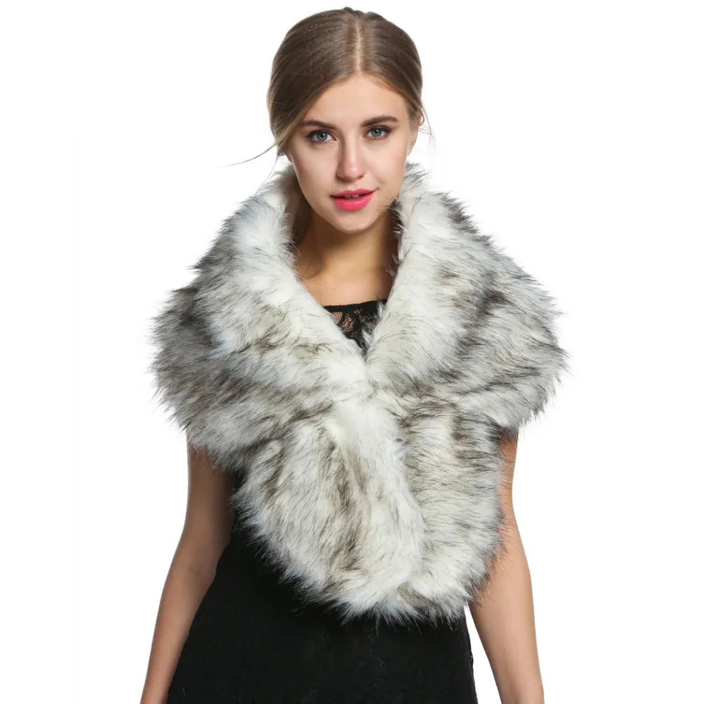 New Women Winter Fur Vest Elegant Fleece Faux Fur Vest Shawl Shrug Soft