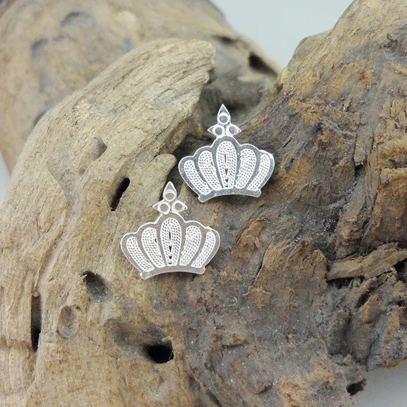 

Crown Stud Earrings For Women Small Earing Studs Chinese Handmade 999 Sterling Silver Jewelry Girls Gifts Ear Tips Gift New Year