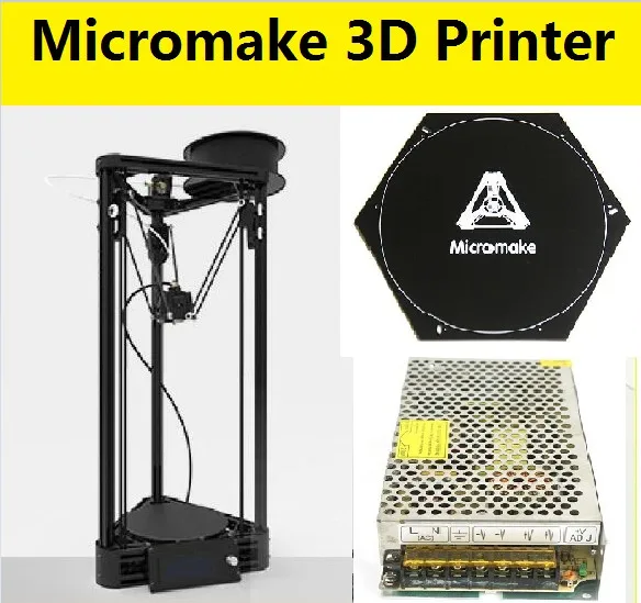 2016 Micromake 3D printer DIY injection version of delta parallel arm Kossel pulley version with hot bed and power supply large
