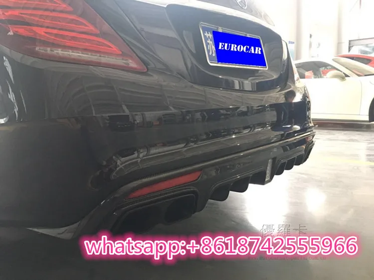 S класса w222 s63 s65 B Стиль углеродного finber диффузор с глушитель советы для Оригинальная S63 S65 задний спойлер и выхлопных труб