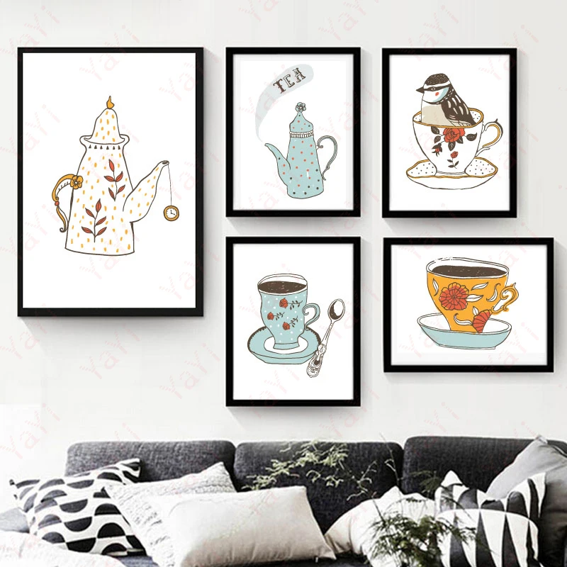 Coffee cup Wall Canvas Pictures With Framed For kitchen Decor Ready dessert Poster Wall Pictures Painting home decor cheap Coffee cup Wall Canvas Pictures With Framed For kitchen Decor Ready dessert Poster Wall Pictures Painting home decor cheap