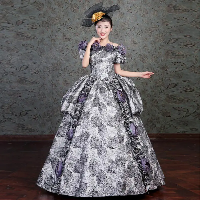 

2017 Slash Neck Short Sleeve Upscale European style Marie Antoinette Party Dresses Masquerade Queen Elizabeth Gowns