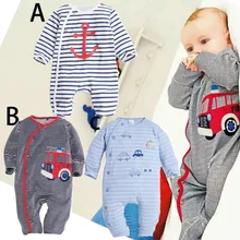 Новинка года; Модная одежда для новорожденных; Ropmer; одежда для маленьких мальчиков и девочек с длинными рукавами и мультяшным автомобилем; хлопковая одежда для сна; детские комбинезоны