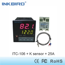 Inkbird ac 100-220 v ITC-100VH controlador de temperatura do termostato pid de digitas com da 25a ssr e termopar k
