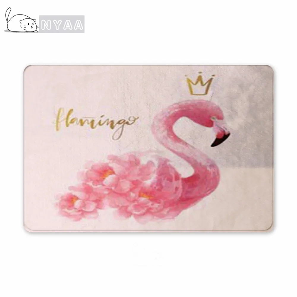 

Nyaa Floral Pattern Floor Mat Flamingo And Palm Leaves Anti-Slip Carpet Home Decor For Kitchen Living Room Bathroom Doormats