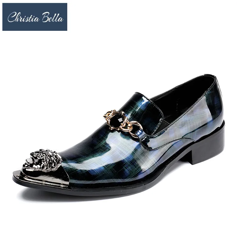 Vestir Elegante Patente 3 Puntiagudo Dedo Hierro Azul Para Los Cuero Baile Pie Zapato Oxford 6 1 Más Lujo Graduación 4 5 Formal Del Zapatos Hombres De 2 TPnx0wWq