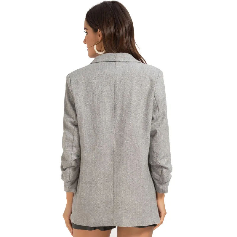 Escalier Women's Casual Button Notched Lapel Lattice Suit Blazer Jacket