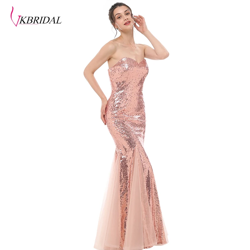 VKBRIDAL мульти стиль розовое золото с пайетками Русалка платья подружек невесты