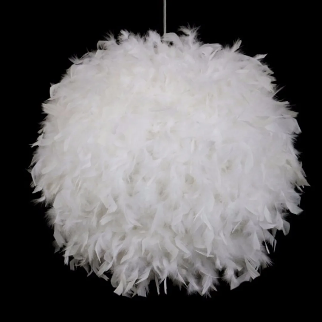 5W 220V White Feather Shade Pendant Light E27 LED Ceiling Droplight Bedroom Living Room Decoration Lamp
